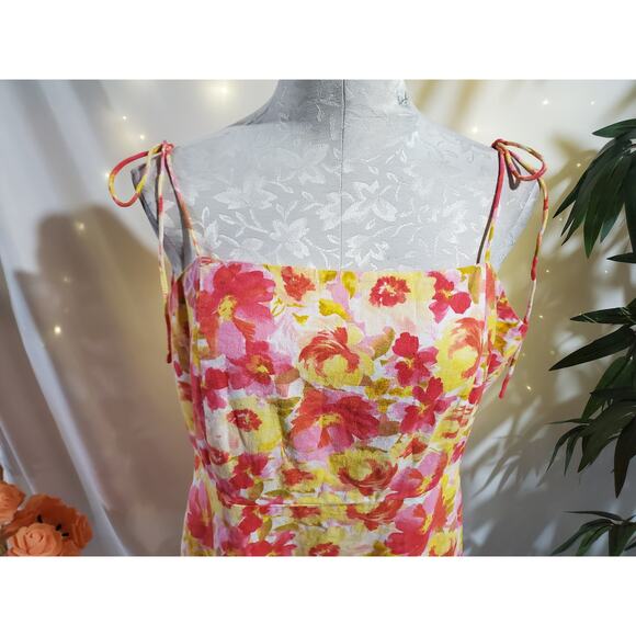 Old Navy Fit & Flare Linen Blend Smocked Tie-Shoulder Mini Cami Dress Size XL - Picture 6 of 15